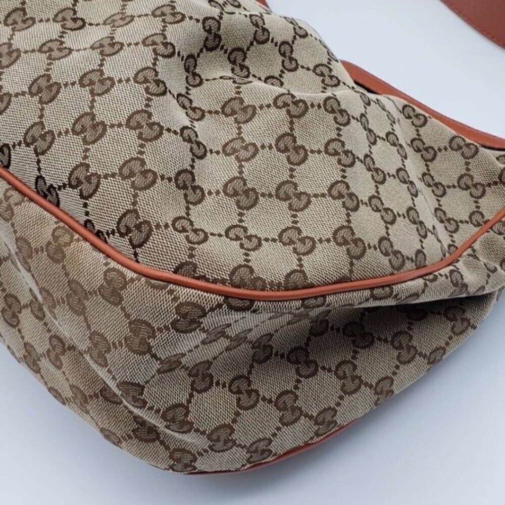Authentic Gucci GG Canvas Sukey Hobo Bag Monogram Leather Trim Shoulder Bag - Picture 9 of 16
